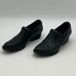 BORN Women’s Leather Clogs 9.5 Black Comfort Slip On Low Heel Shoes Cushioned